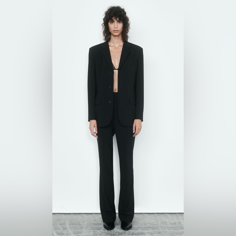 NWT Zara Black Straight Wool Blazer ZW Collection XS (8300/477)
